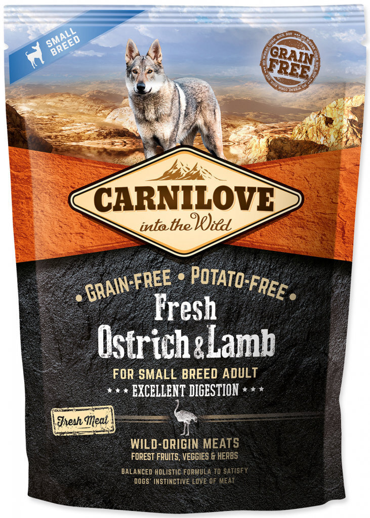 Carnilove Fresh Ostrich & Lamb kuivaruoka pienikokoisille koirille, 1,5 kg hinta ja tiedot | Koiran kuivaruoka | hobbyhall.fi
