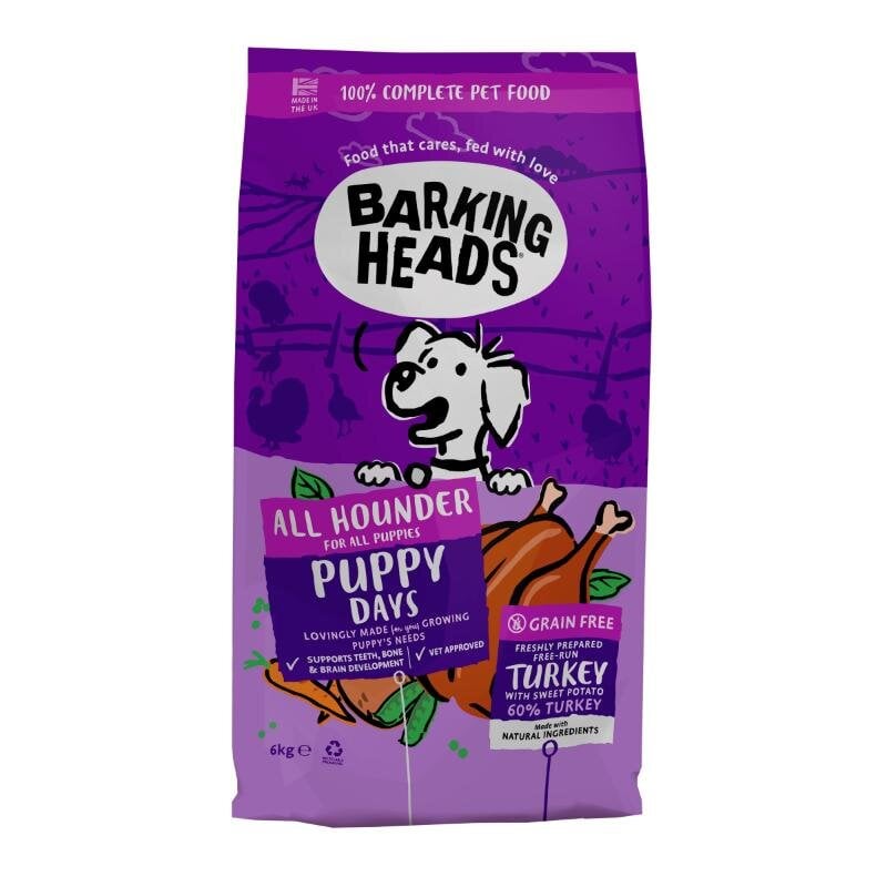 Barking Heads Puppy Days kuivaruoka kasvaville pennuille, kanan ja lohen kanssa, 6kg hinta ja tiedot | Koiran kuivaruoka | hobbyhall.fi