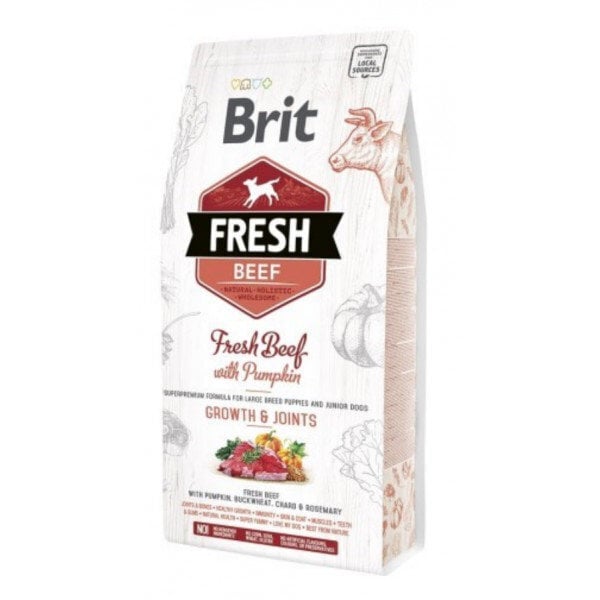 Brit Fresh Beef & Pumpkin Large Bones & Joints täysruokaa koirille 2,5 kg hinta ja tiedot | Koiran kuivaruoka | hobbyhall.fi
