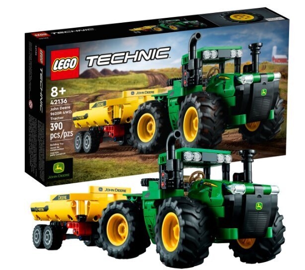 42136 LEGO Technic John Deere Tractor 4WD ja pehmotyyny Cat, 50 cm hinta ja tiedot | LEGOT ja rakennuslelut | hobbyhall.fi