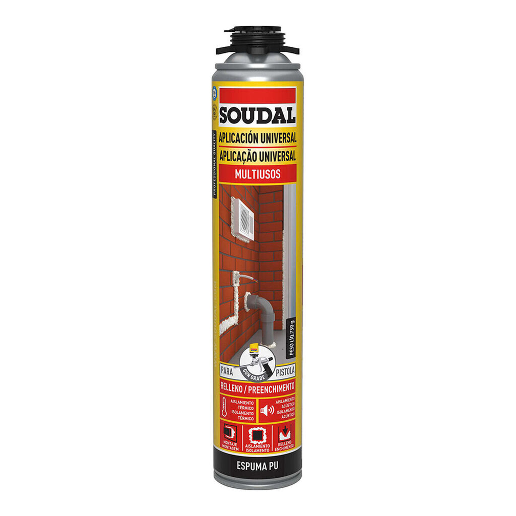 Vaahto Soudal Classic 115798 Polyuretaani Ase Beige 750 ml hinta ja tiedot | Eristeet ja tiivisteet | hobbyhall.fi