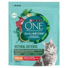 Purina DualNature Natural Defense steriloiduille kissoille naudanlihalla, 750 g hinta ja tiedot | Kissan kuivaruoka | hobbyhall.fi