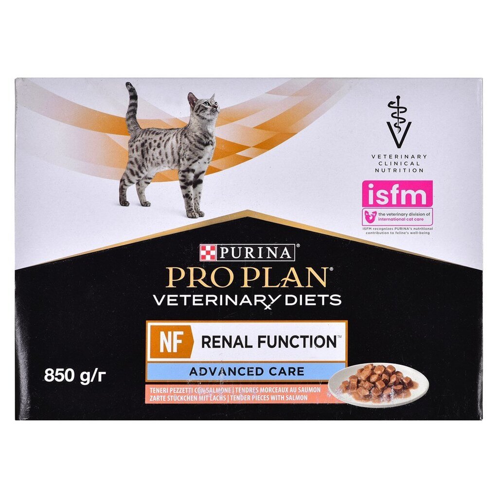 Purina Feline Veterinary Diets NF Renal Function kissoille, lohi, 10x85g hinta ja tiedot | Kissanruoka | hobbyhall.fi