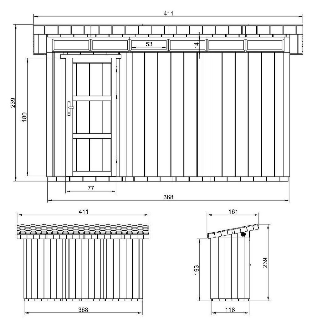 Ensiluokkainen puutarhavaja Timbela M902, 239 x 161 x 412 cm, maalisarjalla Terra Brown hinta ja tiedot | Piharakennukset | hobbyhall.fi