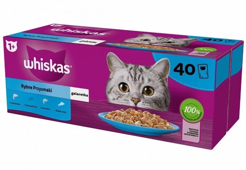 Whiskas Fish Favorites hyytelössä kissoille, 40x85 g hinta ja tiedot | Kissan herkut | hobbyhall.fi