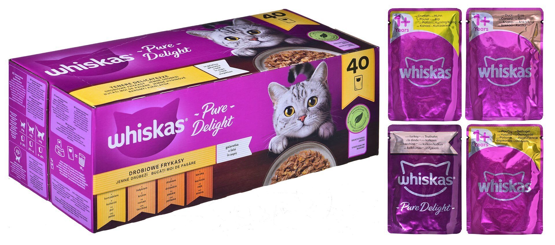 Whiskas Pure Delight kissoille, 40 x 85 g hinta ja tiedot | Kissanruoka | hobbyhall.fi