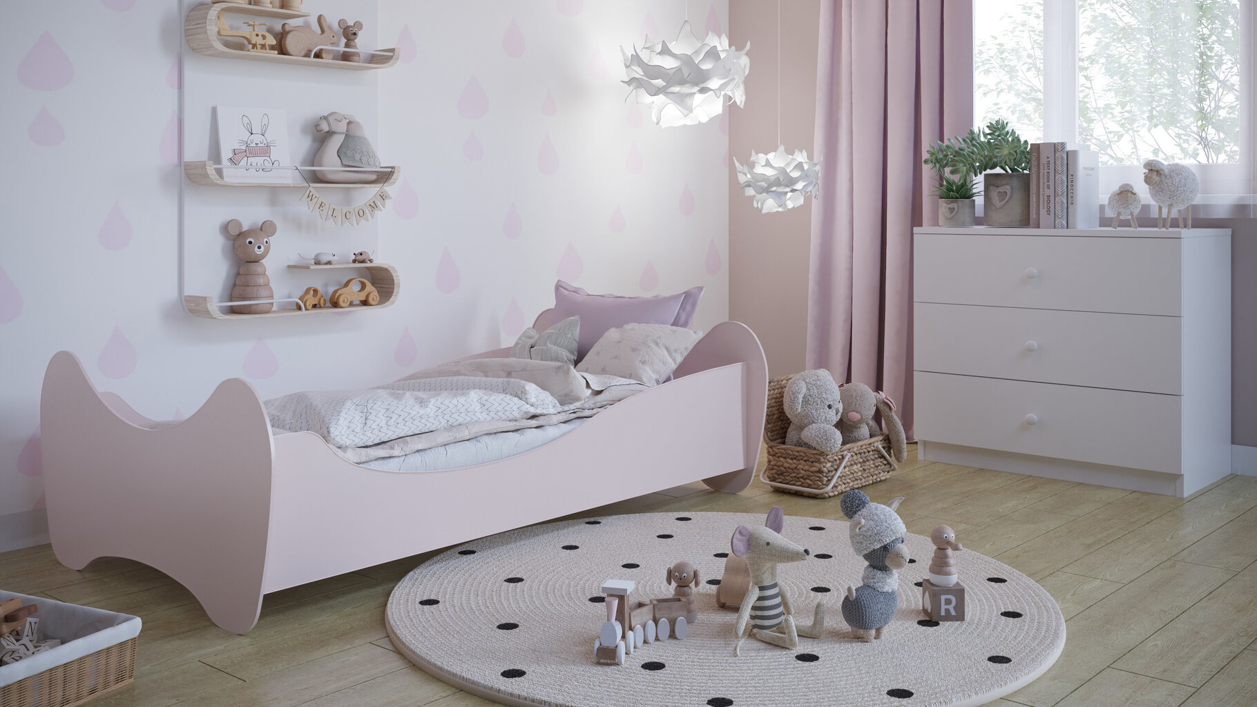 Sänky - Lilly, vaaleanpunainen, 160x80, ilman patjaa. hinta ja tiedot | Lastensängyt | hobbyhall.fi