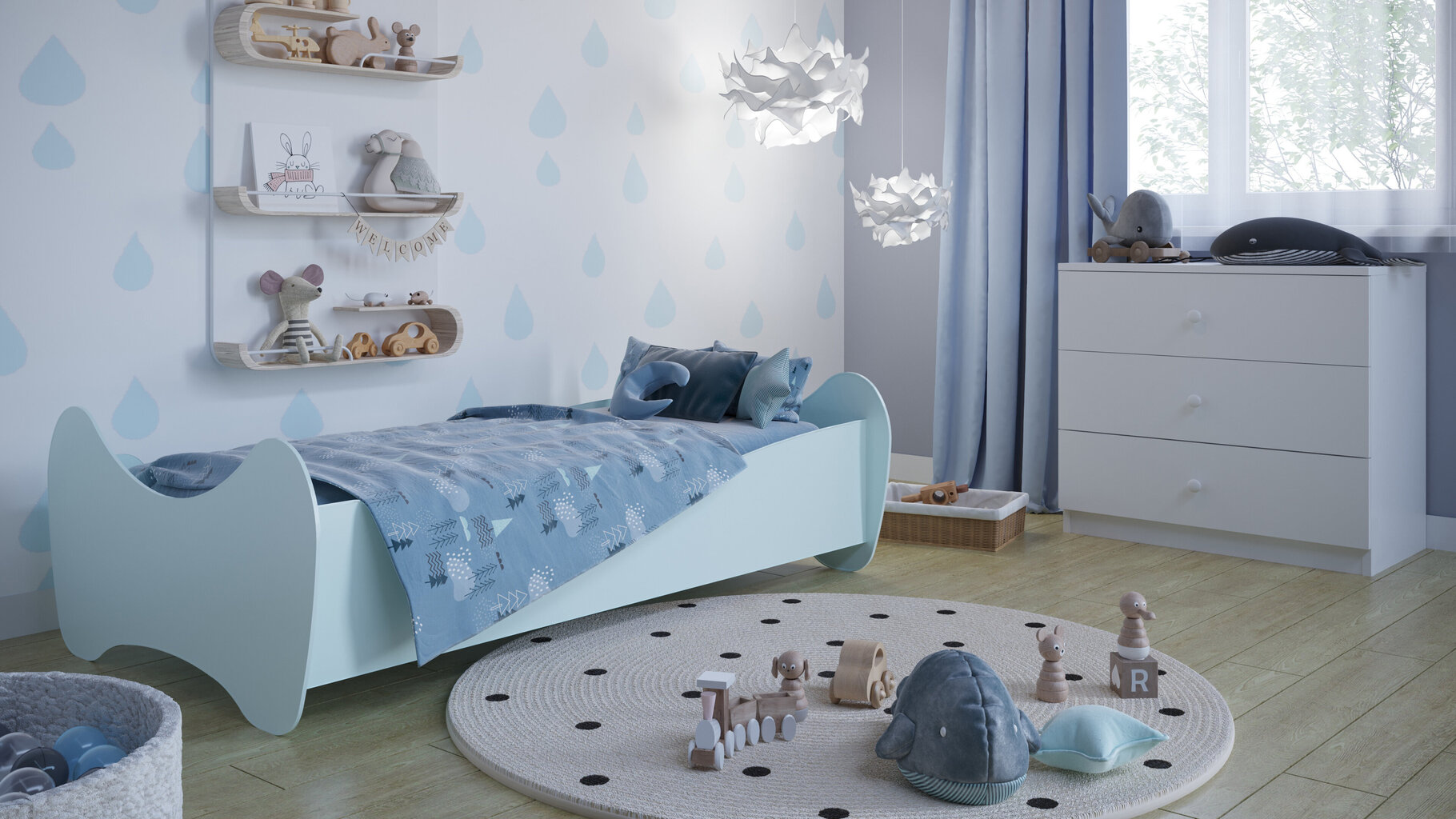 Sänky - Lilly, sininen, 160x80, patjan kanssa hinta ja tiedot | Lastensängyt | hobbyhall.fi