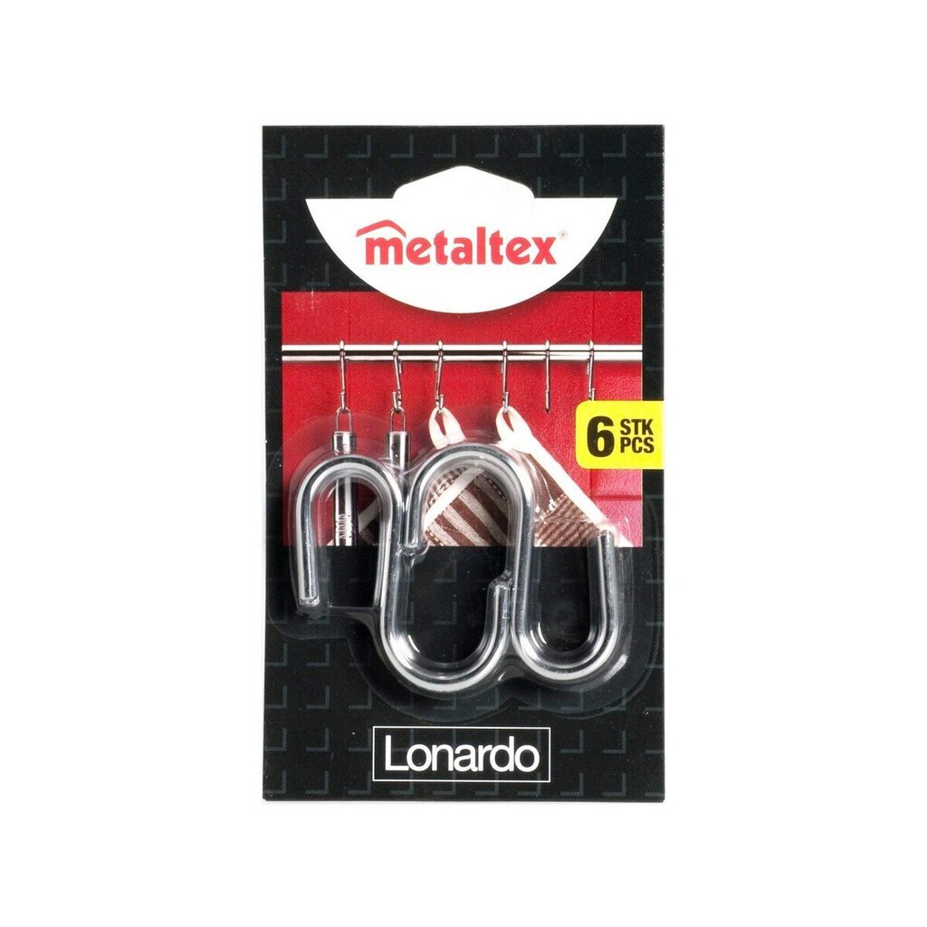 Ripustuskoukku Metaltex Lonardo Kromattu Metalli 6,5 cm 6 Kappaletta hinta ja tiedot | Naulakot | hobbyhall.fi