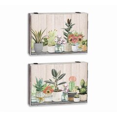 Suojat DKD Home Decor Kasvi Tiski 46,5 x 6 x 31,5 cm 2 osaa Puu MDF hinta ja tiedot | Puutarhakalusteet | hobbyhall.fi