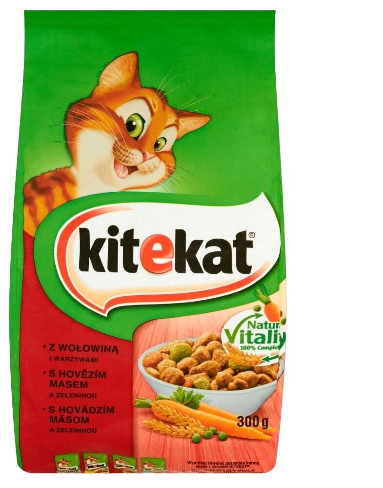 Kitekat aikuisille kissoille naudanliha ja vihannekset, 14 x 300 g hinta ja tiedot | Kissan kuivaruoka | hobbyhall.fi