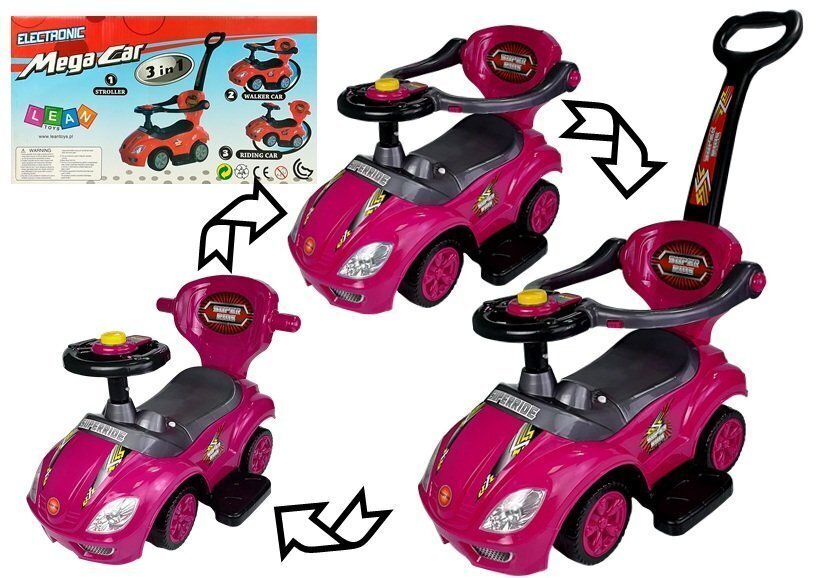 Mega Car 3in1, vaaleanpunainen hinta ja tiedot | Vauvan lelut | hobbyhall.fi