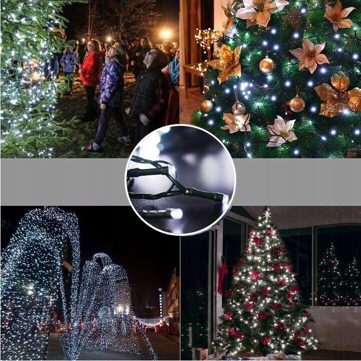 Joulukuusen kylmät valkoiset jouluvalot, 300 LEDiä, 8 toimintoa hinta ja tiedot | Jouluvalot | hobbyhall.fi
