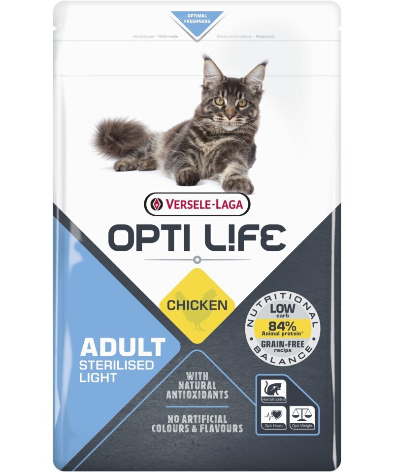 Versele Laga Opti Life Cat steriloiduille kissoille kanan kanssa, 1 kg hinta ja tiedot | Kissan kuivaruoka | hobbyhall.fi