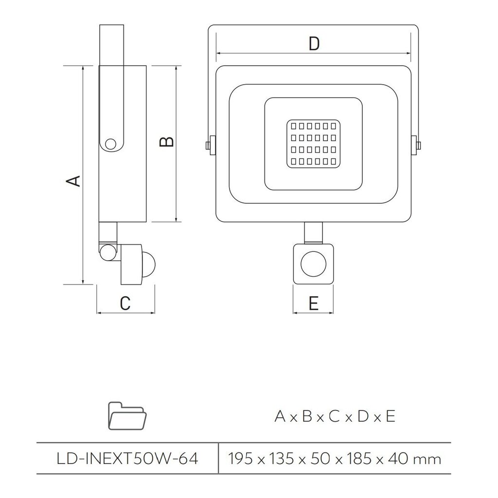 GTV LED-ulkovalaisin iNEXT liiketunnistimella LD-INEXT50W-64 hinta ja tiedot | Taskulamput ja valonheittimet | hobbyhall.fi