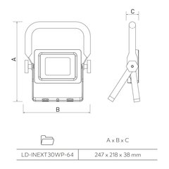 GTV LED-kohdevalo iNEXT 30W 2400lm, IP65, 120°, 6400K, LD-INEXT30WP-64 hinta ja tiedot | GTV Valaistus ja sähkölaitteet | hobbyhall.fi