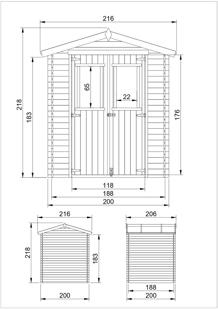 Puinen puutarhavaja Timbela M343C + lattia H218 x 206 x 216 cm / 3,53 m2 hinta ja tiedot | Piharakennukset | hobbyhall.fi