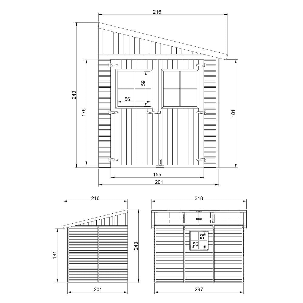 Puinen puutarhavaja Timbela M339 H243 x 318 x 216 cm / 6m2 hinta ja tiedot | Piharakennukset | hobbyhall.fi