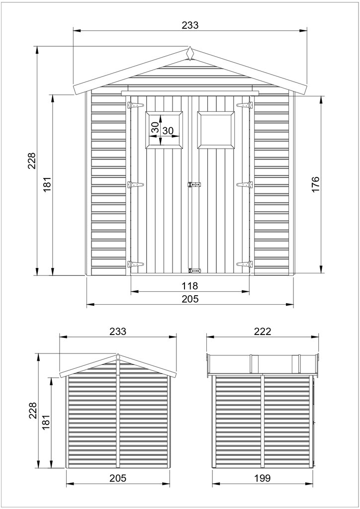 Puinen puutarhavaja Timbela M351 H228 x 233 x 222 cm 4 m2 hinta ja tiedot | Piharakennukset | hobbyhall.fi