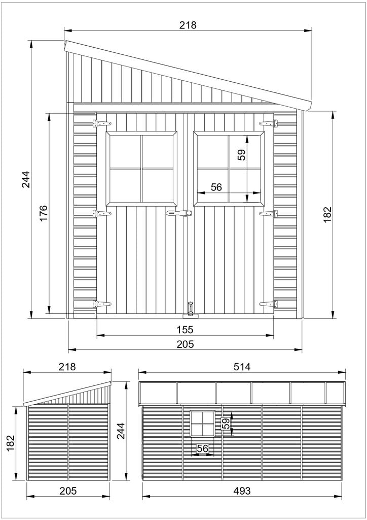 Puinen puutarhavaja Timbela M341A + lattia H244x218x514 cm/10.1m2 hinta ja tiedot | Piharakennukset | hobbyhall.fi