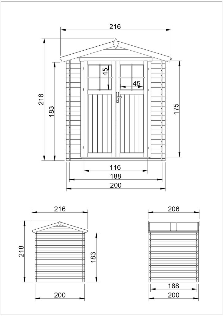 Puinen puutarhavaja Timbela M343F H218 x 206 x 216 cm / 3,53 m2 hinta ja tiedot | Piharakennukset | hobbyhall.fi