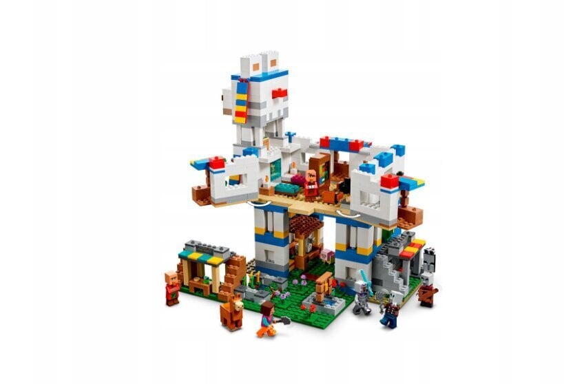 21188 LEGO® Minecraft® Laamojen kylä + pehmotyyny Cat 50 cm hinta ja tiedot | LEGOT ja rakennuslelut | hobbyhall.fi