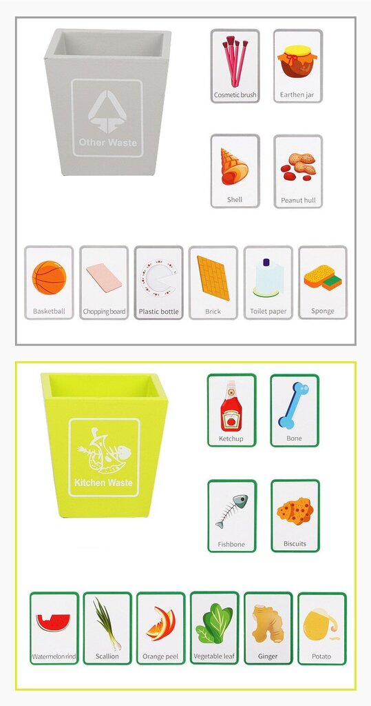 Puinen siivouspakkaus, jossa on jätteiden lajittelukortit hinta ja tiedot | Tyttöjen lelut | hobbyhall.fi