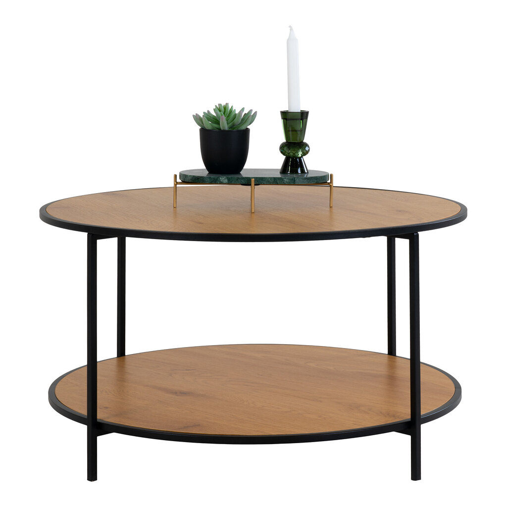 Pyöreä sohvapöytä kehyksellä, 45x80cm, luonnollinen/musta hinta ja tiedot | Sohvapöydät | hobbyhall.fi