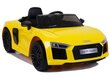 Audi R8 Spyder yksipaikkainen sähköauto lapsille, keltainen hinta ja tiedot | Lasten sähköautot | hobbyhall.fi