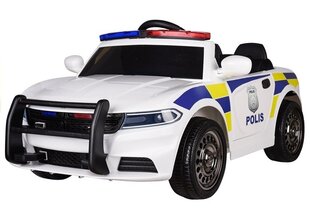 Lasten yksipaikkainen poliisin sähköauto JC 666, valkoinen. hinta ja tiedot | Lasten sähköautot | hobbyhall.fi