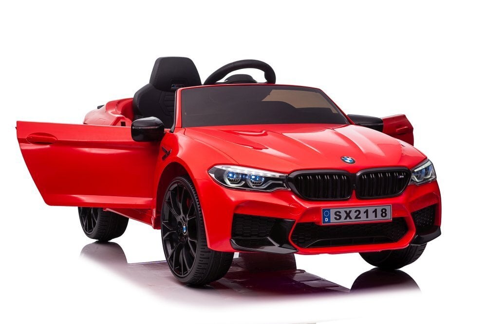 BMW M5 yksipaikkainen sähköauto, lakattu punainen hinta ja tiedot | Lasten sähköautot | hobbyhall.fi