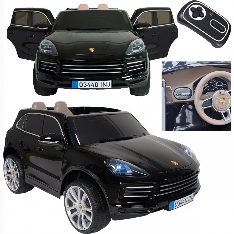 Lasten kaksipaikkainen sähköauto - Porsche Cayenne S, musta hinta ja tiedot | Lasten sähköautot | hobbyhall.fi