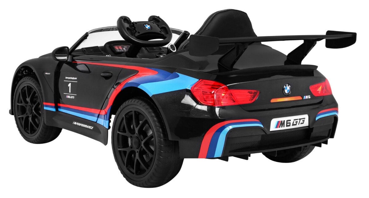 BMW M6 GT3 sähköauto lapsille, musta hinta ja tiedot | Lasten sähköautot | hobbyhall.fi