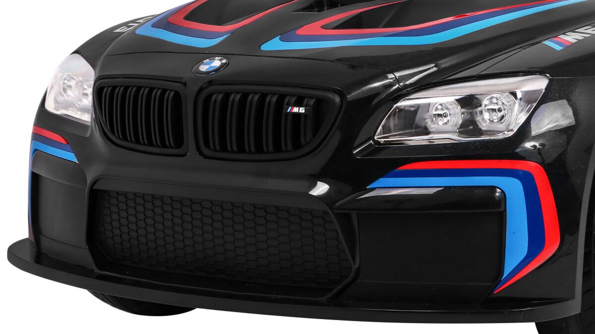 BMW M6 GT3 sähköauto lapsille, musta hinta ja tiedot | Lasten sähköautot | hobbyhall.fi