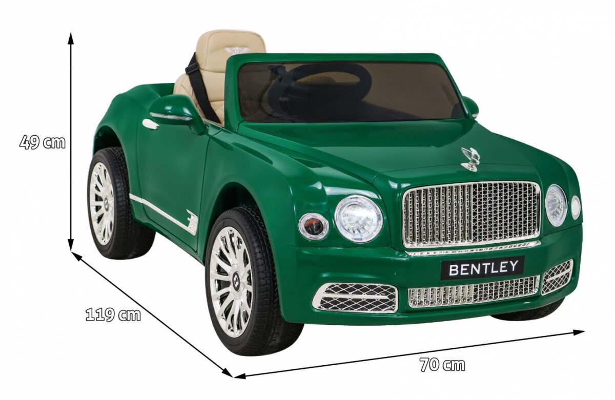 Bentley Mulsanne, yksipaikkainen sähköauto lapsille, vihreä hinta ja tiedot | Lasten sähköautot | hobbyhall.fi