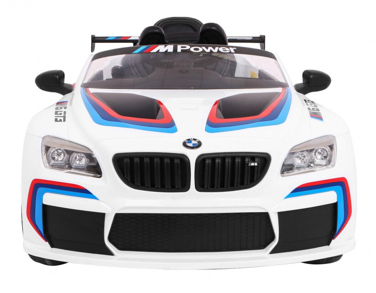 BMW M6 GT3 sähkökäyttöinen yksipaikkainen, valkoinen hinta ja tiedot | Lasten sähköautot | hobbyhall.fi