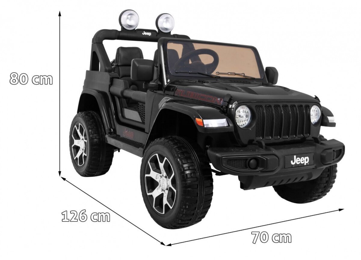 Jeep Wrangler Rubicon sähköinen kaksipaikkainen, musta hinta ja tiedot | Lasten sähköautot | hobbyhall.fi