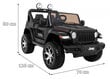 Jeep Wrangler Rubicon sähköinen kaksipaikkainen, musta hinta ja tiedot | Lasten sähköautot | hobbyhall.fi