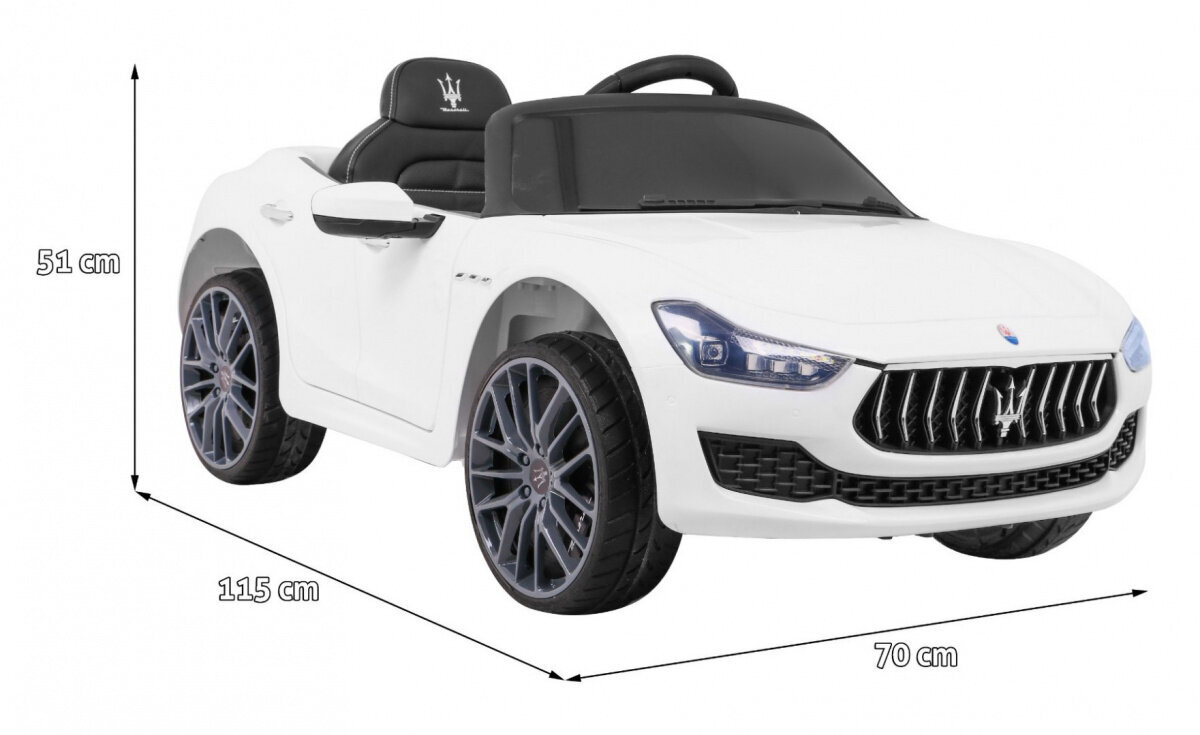 Maserati Ghibli yksipaikkainen sähköauto, valkoinen hinta ja tiedot | Lasten sähköautot | hobbyhall.fi