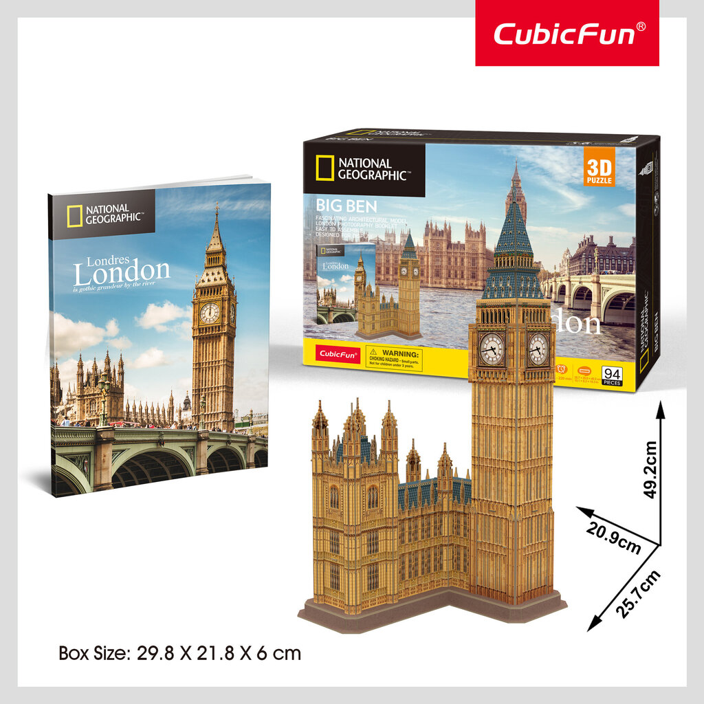 3D palapeli CubicFun National Geographic Big Ben, 94 v. hinta ja tiedot | Palapelit | hobbyhall.fi