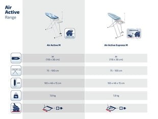 Silityslauta LEIFHEIT Air Active M 118x38 cm, valkoinen hinta ja tiedot | Silityslaudat | hobbyhall.fi