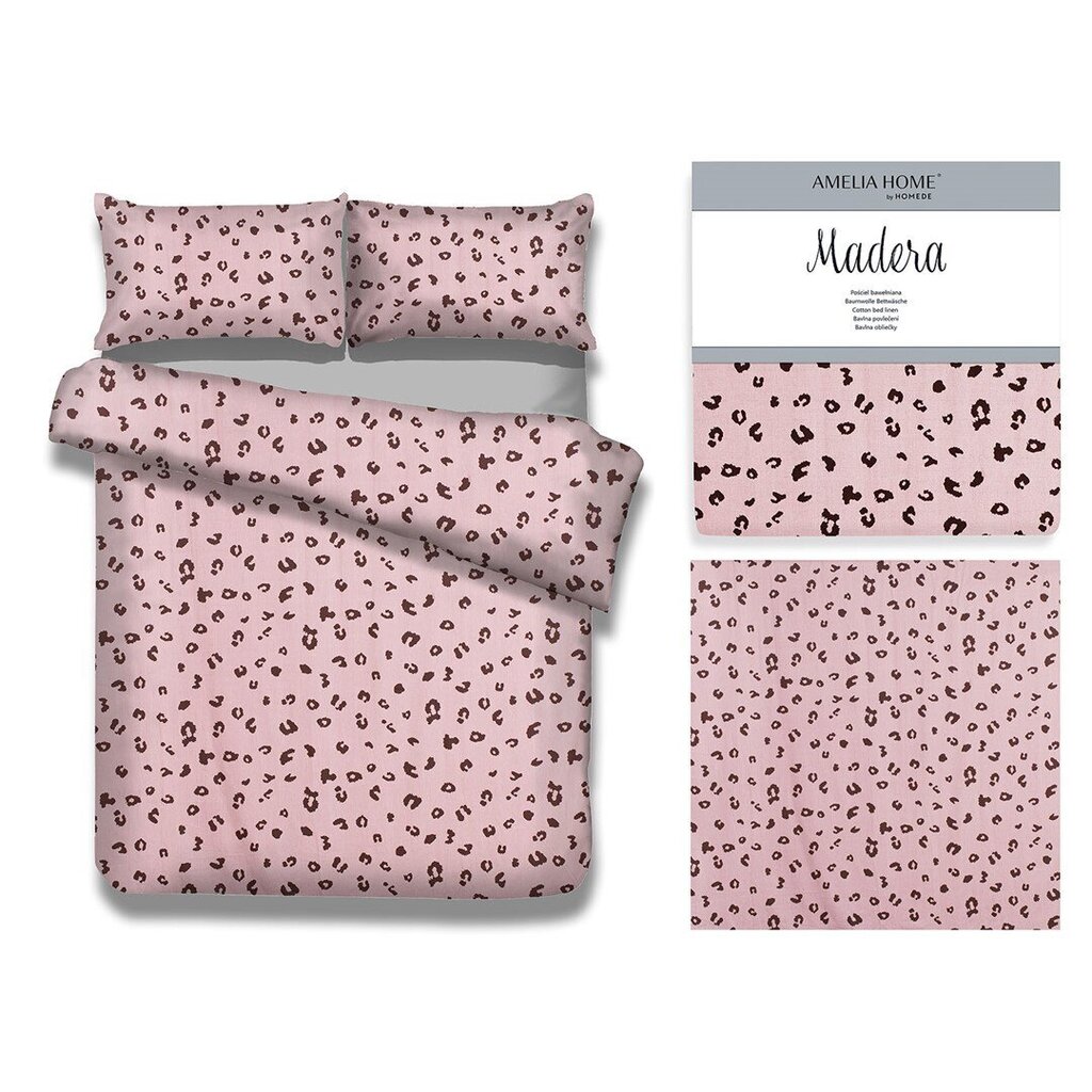 Vuodevaatesetti AmeliaHome Madera Pink Panther 200x220, 3-osainen hinta ja tiedot | Pussilakanat | hobbyhall.fi