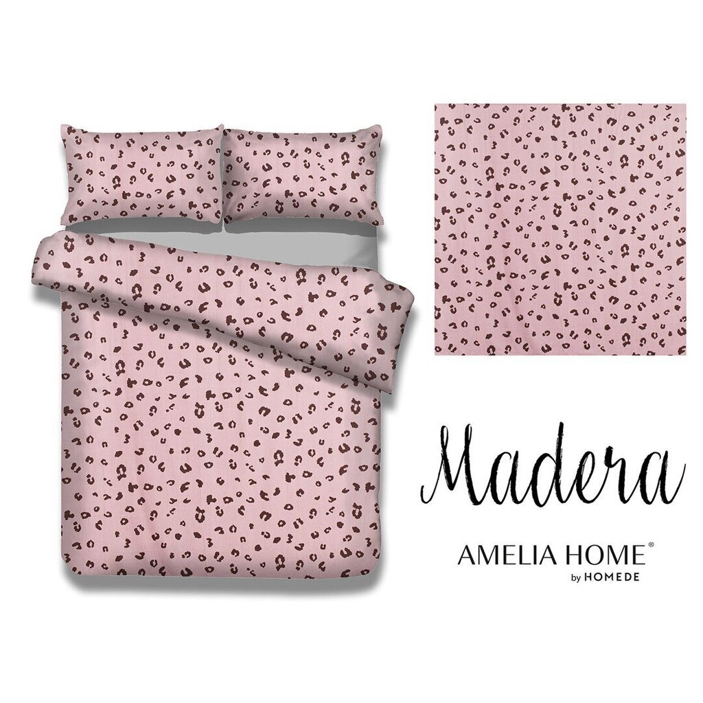 Vuodevaatesetti AmeliaHome Madera Pink Panther 200x220, 3-osainen hinta ja tiedot | Pussilakanat | hobbyhall.fi