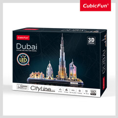 CUBICFUN Palapeli 3D-valolla City Line Dubai hinta ja tiedot | CubicFun Lelut yli 3-vuotiaille lapsille | hobbyhall.fi