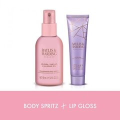 Lahjasetti naisille Baylis & Harding Jojoba, Vanilla & Almond Oil Luxury Instant Glam: vartalosuihke 95 ml + huulikiilto 12 ml hinta ja tiedot | Naisten ihonhoito | hobbyhall.fi