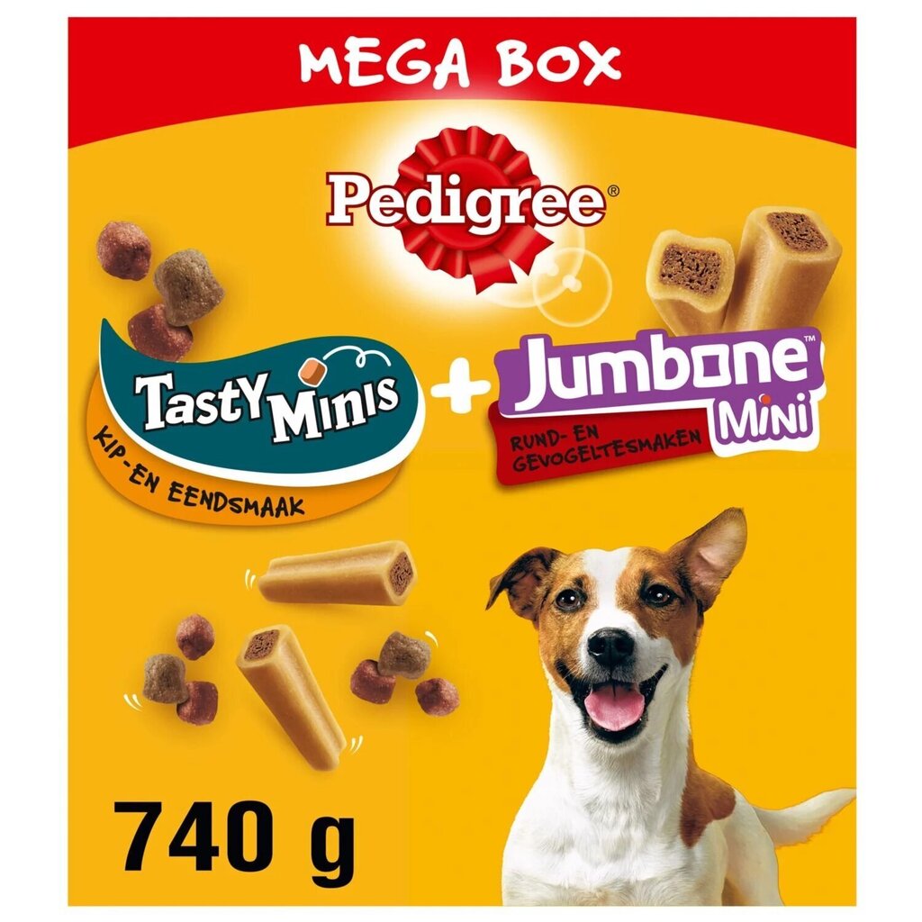 Pedigree Mega Box Tasty Minis kana, nauta ja siipikarja, 740 g hinta ja tiedot | Koiran herkut | hobbyhall.fi