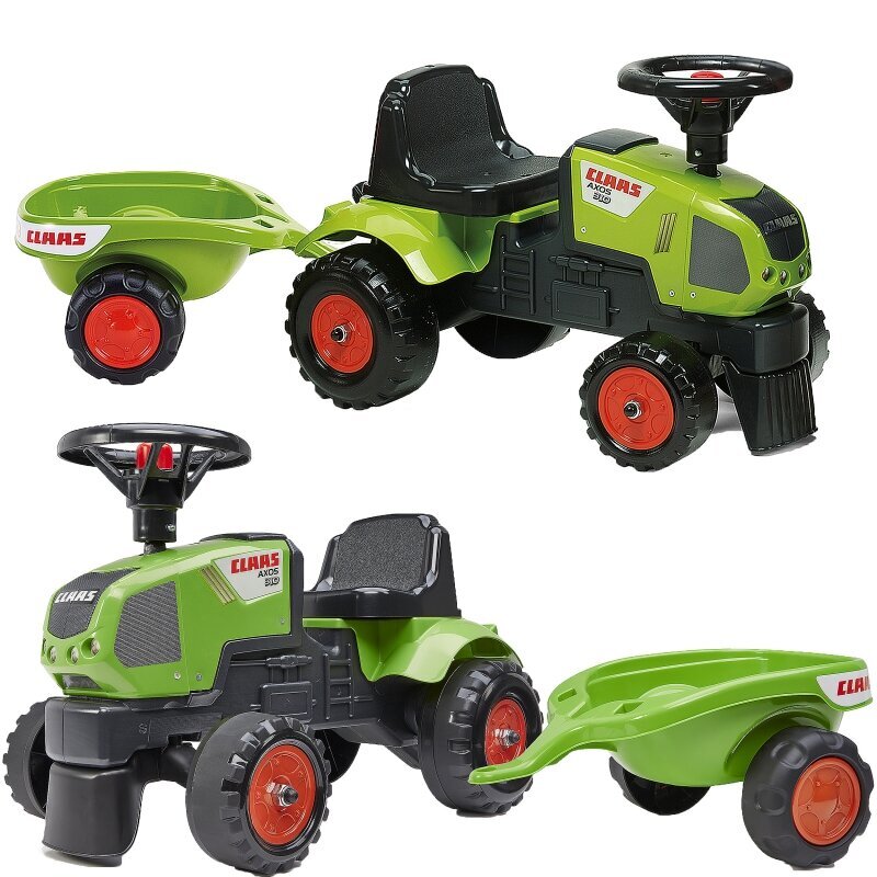 Potkuauto perävaunulla - Baby Claas Axos 310, vihreä hinta ja tiedot | Poikien lelut | hobbyhall.fi