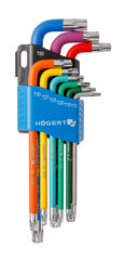 Hogert 9-osainen Torx-avainsarja pitkällä kahvalla, värillinen, HT1W817 hinta ja tiedot | Käsityökalut | hobbyhall.fi