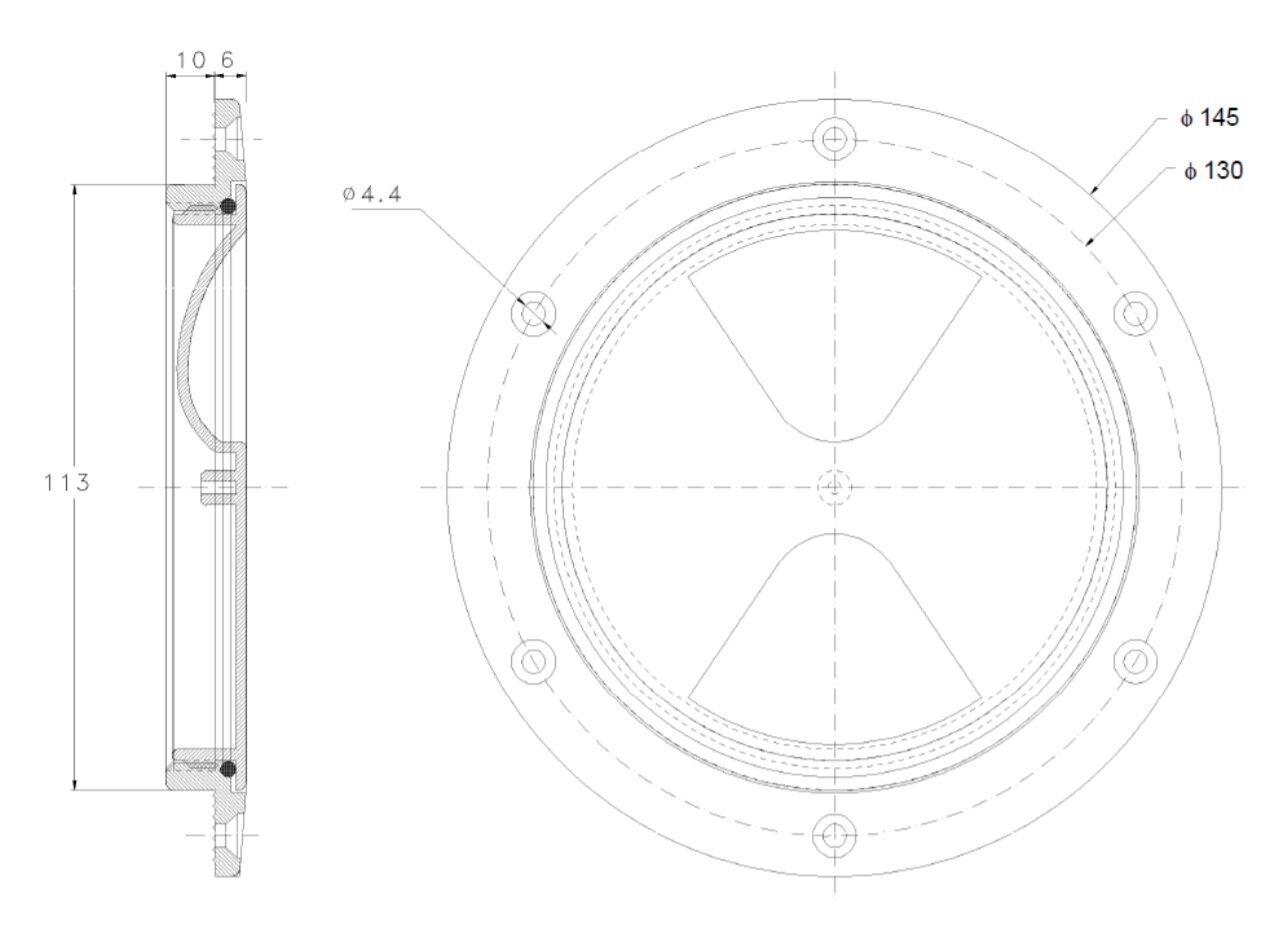 Tarkastusluukku ruuvilukolla, musta, Ø 102 mm hinta ja tiedot | Lisävarusteet veneisiin ja kajakkeihin | hobbyhall.fi