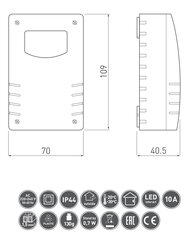 GTV Valokuvarele CZ-2, IP44, valkoinen - CZ-CZ2000-00 hinta ja tiedot | GTV Kodin turvajärjestelmät | hobbyhall.fi